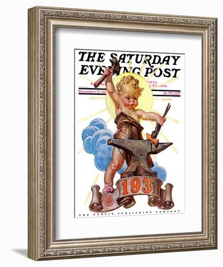 "Forging a New Year," Saturday Evening Post Cover, December 27, 1930-Joseph Christian Leyendecker-Framed Giclee Print