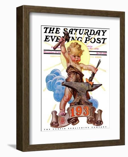 "Forging a New Year," Saturday Evening Post Cover, December 27, 1930-Joseph Christian Leyendecker-Framed Giclee Print