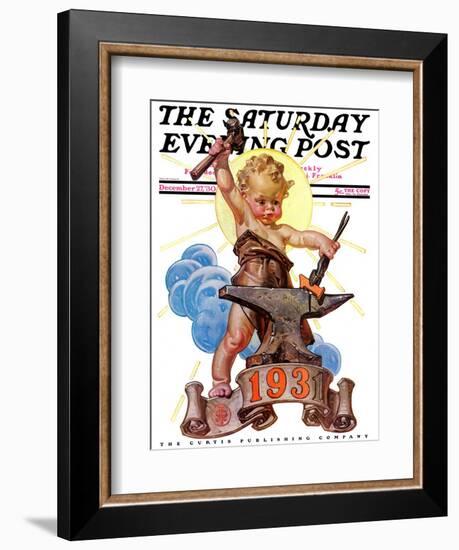 "Forging a New Year," Saturday Evening Post Cover, December 27, 1930-Joseph Christian Leyendecker-Framed Giclee Print