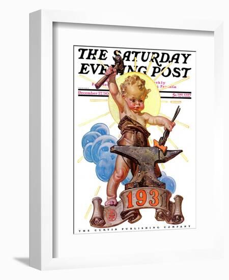 "Forging a New Year," Saturday Evening Post Cover, December 27, 1930-Joseph Christian Leyendecker-Framed Giclee Print