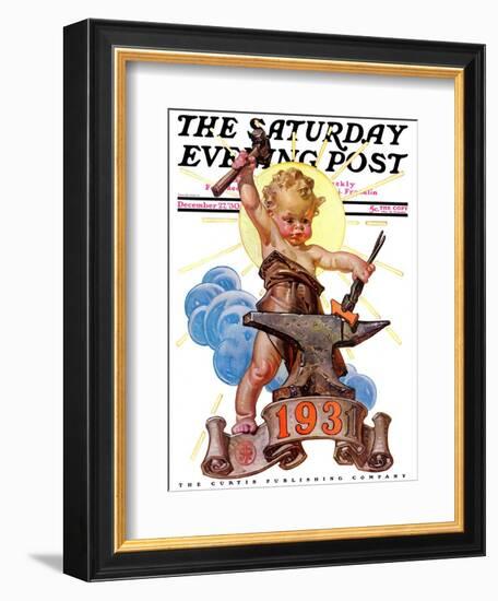 "Forging a New Year," Saturday Evening Post Cover, December 27, 1930-Joseph Christian Leyendecker-Framed Giclee Print