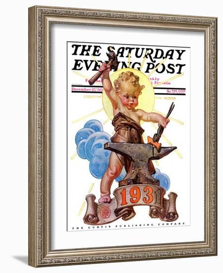 "Forging a New Year," Saturday Evening Post Cover, December 27, 1930-Joseph Christian Leyendecker-Framed Giclee Print