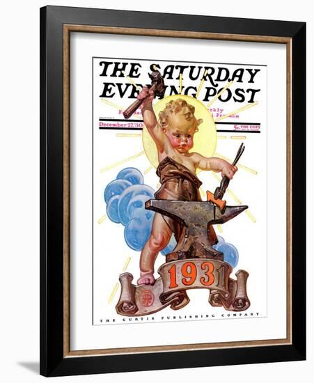 "Forging a New Year," Saturday Evening Post Cover, December 27, 1930-Joseph Christian Leyendecker-Framed Giclee Print