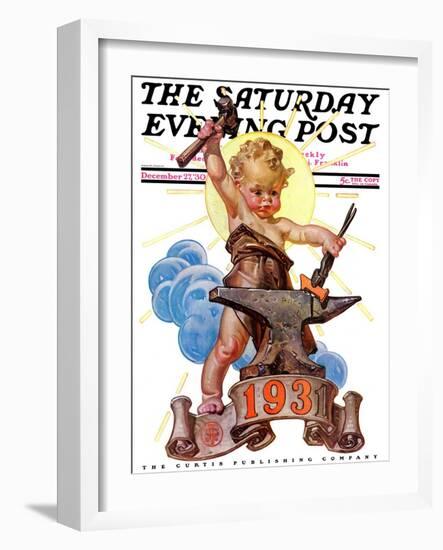 "Forging a New Year," Saturday Evening Post Cover, December 27, 1930-Joseph Christian Leyendecker-Framed Giclee Print