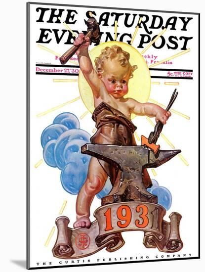 "Forging a New Year," Saturday Evening Post Cover, December 27, 1930-Joseph Christian Leyendecker-Mounted Giclee Print