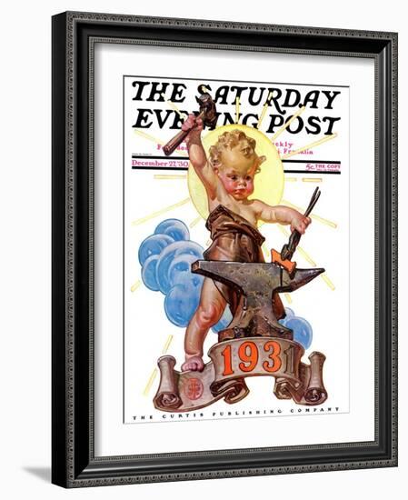 "Forging a New Year," Saturday Evening Post Cover, December 27, 1930-Joseph Christian Leyendecker-Framed Giclee Print