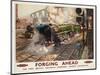 Forging Ahead, the First British Railways Standard Express Locomotive, 1950 (Colour Lithograph)-Terence Cuneo-Mounted Giclee Print