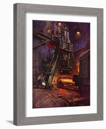 Forging Hammer at the International Nickel Company's Huntington, West Virginia Works (Colour Litho)-Terence Cuneo-Framed Giclee Print