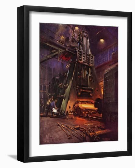 Forging Hammer at the International Nickel Company's Huntington, West Virginia Works (Colour Litho)-Terence Cuneo-Framed Giclee Print