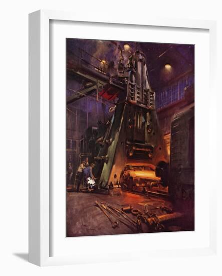 Forging Hammer at the International Nickel Company's Huntington, West Virginia Works (Colour Litho)-Terence Cuneo-Framed Giclee Print