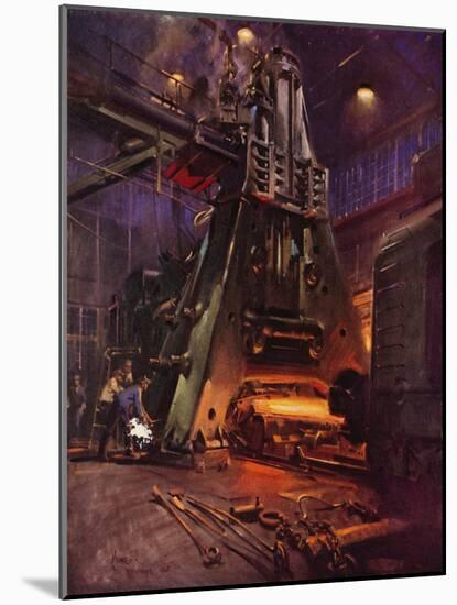 Forging Hammer at the International Nickel Company's Huntington, West Virginia Works (Colour Litho)-Terence Cuneo-Mounted Giclee Print