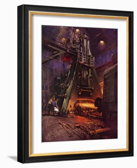 Forging Hammer at the International Nickel Company's Huntington, West Virginia Works (Colour Litho)-Terence Cuneo-Framed Giclee Print