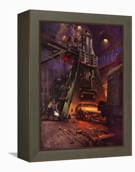 Forging Hammer at the International Nickel Company's Huntington, West Virginia Works (Colour Litho)-Terence Cuneo-Framed Premier Image Canvas