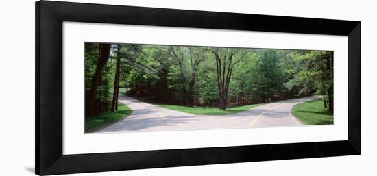 Fork in a Road Surrounded by Trees, Park Road, Letchworth State Park, New York State, USA-null-Framed Photographic Print