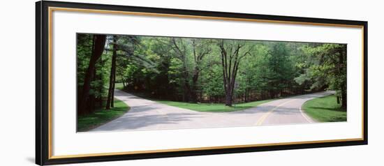 Fork in a Road Surrounded by Trees, Park Road, Letchworth State Park, New York State, USA-null-Framed Photographic Print