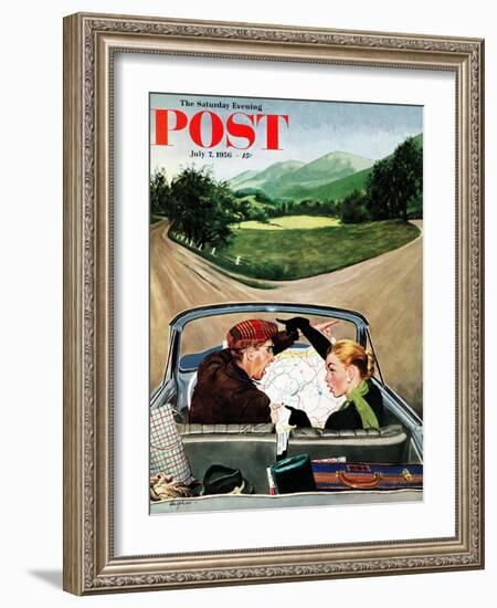 "Fork in the Road" Saturday Evening Post Cover, July 7, 1956-George Hughes-Framed Giclee Print