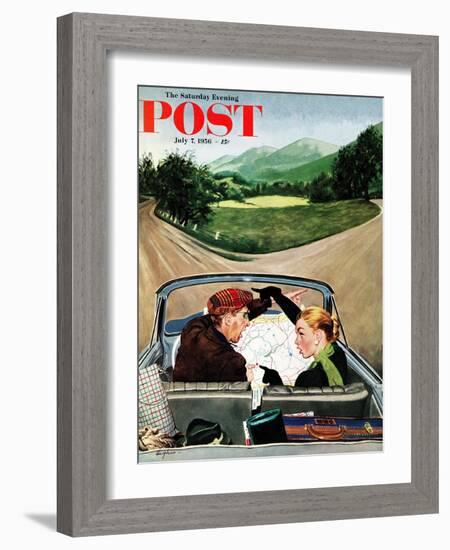 "Fork in the Road" Saturday Evening Post Cover, July 7, 1956-George Hughes-Framed Giclee Print