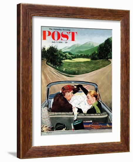"Fork in the Road" Saturday Evening Post Cover, July 7, 1956-George Hughes-Framed Giclee Print