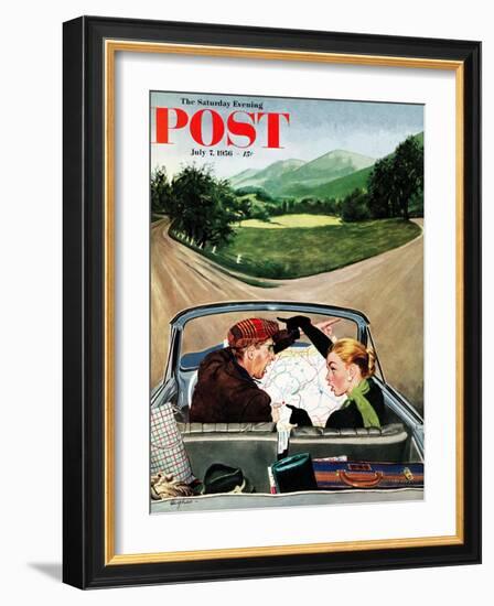 "Fork in the Road" Saturday Evening Post Cover, July 7, 1956-George Hughes-Framed Giclee Print