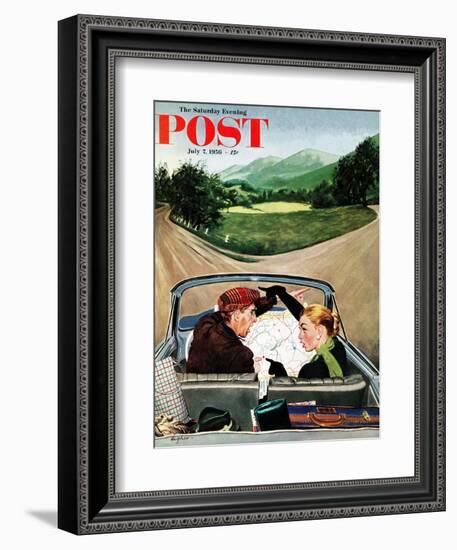 "Fork in the Road" Saturday Evening Post Cover, July 7, 1956-George Hughes-Framed Giclee Print
