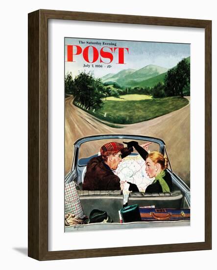 "Fork in the Road" Saturday Evening Post Cover, July 7, 1956-George Hughes-Framed Premium Giclee Print