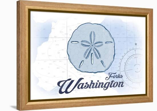 Forks, Washington - Sand Dollar - Blue - Coastal Icon-Lantern Press-Framed Stretched Canvas