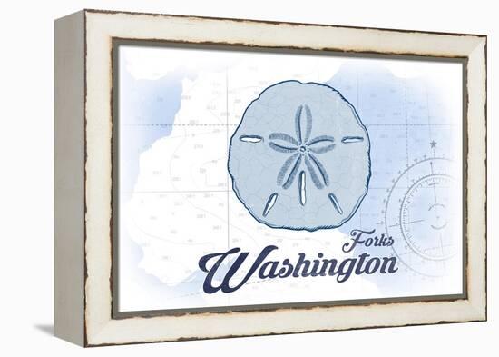 Forks, Washington - Sand Dollar - Blue - Coastal Icon-Lantern Press-Framed Stretched Canvas