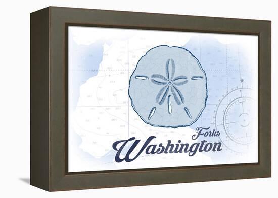 Forks, Washington - Sand Dollar - Blue - Coastal Icon-Lantern Press-Framed Stretched Canvas