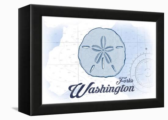 Forks, Washington - Sand Dollar - Blue - Coastal Icon-Lantern Press-Framed Stretched Canvas