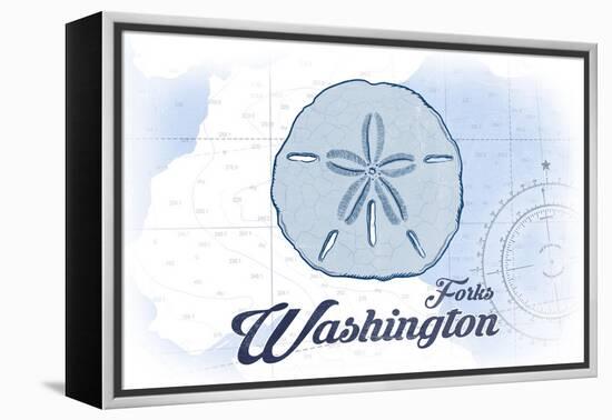 Forks, Washington - Sand Dollar - Blue - Coastal Icon-Lantern Press-Framed Stretched Canvas