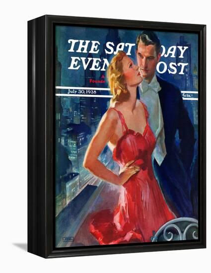 "Formal Couple on Balcony," Saturday Evening Post Cover, July 30, 1938-John LaGatta-Framed Premier Image Canvas