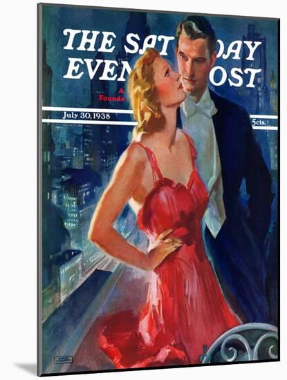 "Formal Couple on Balcony," Saturday Evening Post Cover, July 30, 1938-John LaGatta-Mounted Giclee Print