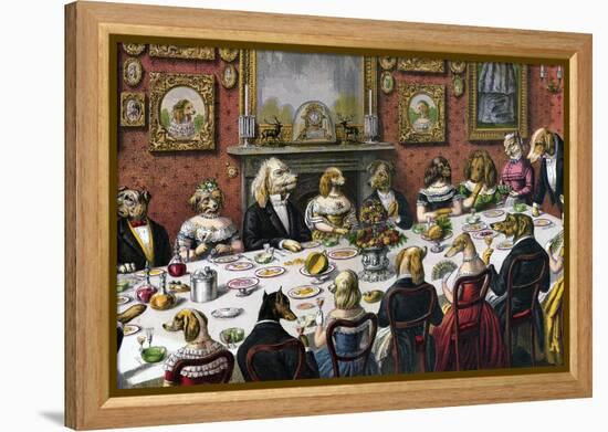 Formal Dinner Party for Dogs, 1893-null-Framed Premier Image Canvas