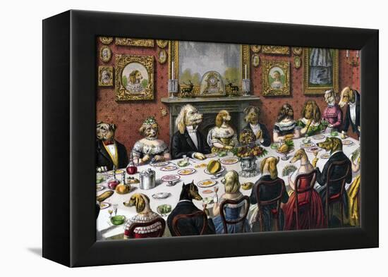 Formal Dinner Party for Dogs, 1893-null-Framed Premier Image Canvas