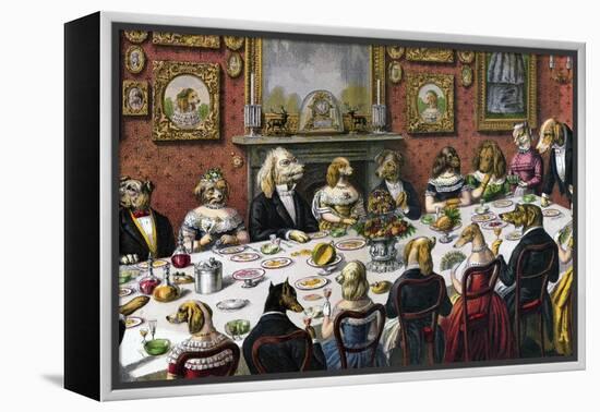 Formal Dinner Party for Dogs, 1893-null-Framed Premier Image Canvas