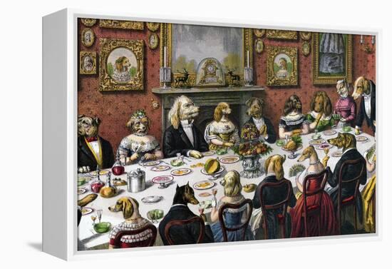 Formal Dinner Party for Dogs, 1893-null-Framed Premier Image Canvas