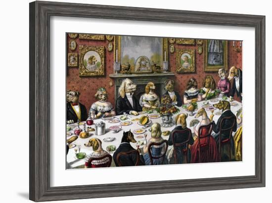 Formal Dinner Party for Dogs, 1893-null-Framed Giclee Print