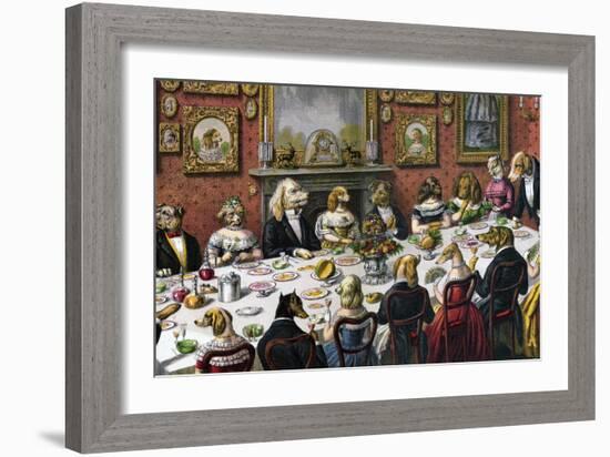 Formal Dinner Party for Dogs, 1893-null-Framed Giclee Print