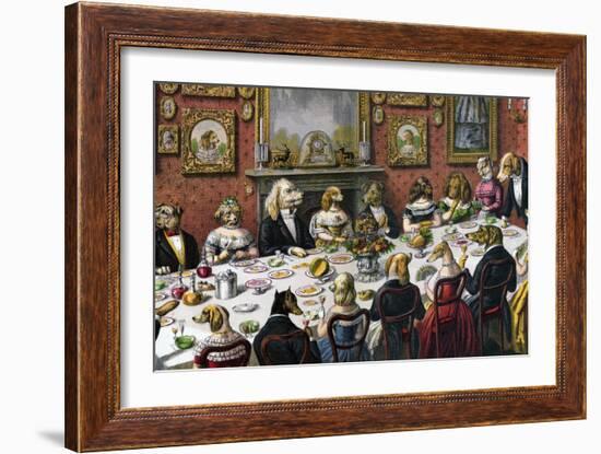 Formal Dinner Party for Dogs, 1893-null-Framed Giclee Print