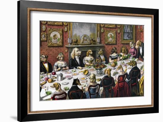 Formal Dinner Party for Dogs, 1893-null-Framed Giclee Print