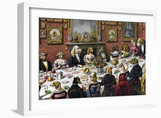 Formal Dinner Party for Dogs, 1893-null-Framed Giclee Print