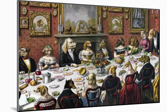 Formal Dinner Party for Dogs, 1893-null-Mounted Giclee Print