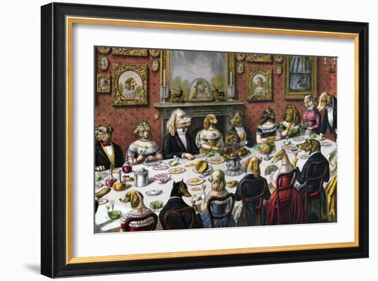 Formal Dinner Party for Dogs, 1893-null-Framed Giclee Print