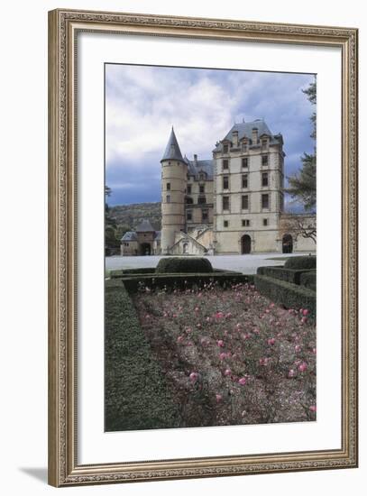 Formal Garden in Front of a Castle, Vizille Castle, Rhone-Alpes, France-null-Framed Giclee Print