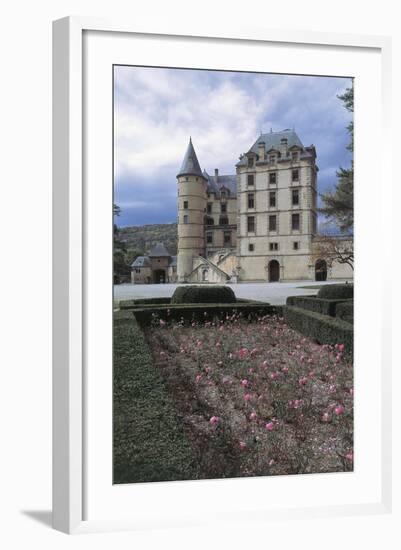 Formal Garden in Front of a Castle, Vizille Castle, Rhone-Alpes, France-null-Framed Giclee Print