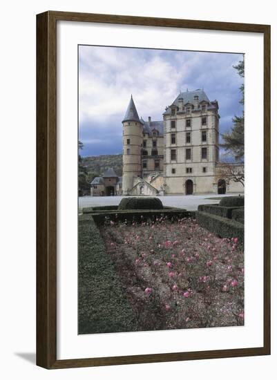 Formal Garden in Front of a Castle, Vizille Castle, Rhone-Alpes, France-null-Framed Giclee Print