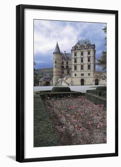 Formal Garden in Front of a Castle, Vizille Castle, Rhone-Alpes, France-null-Framed Giclee Print