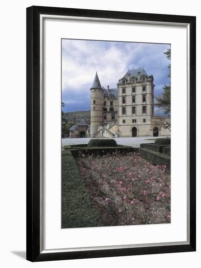 Formal Garden in Front of a Castle, Vizille Castle, Rhone-Alpes, France-null-Framed Giclee Print