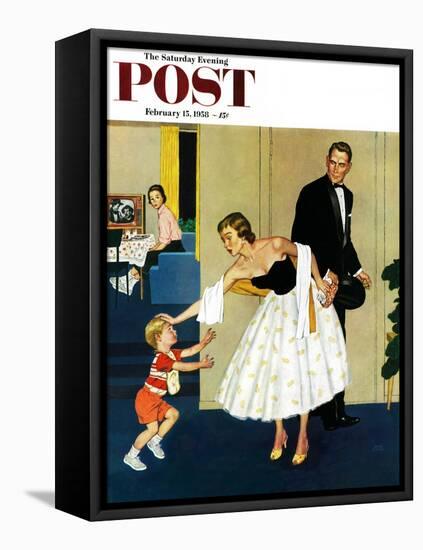 "Formal Hug" Saturday Evening Post Cover, February 15, 1958-Amos Sewell-Framed Premier Image Canvas