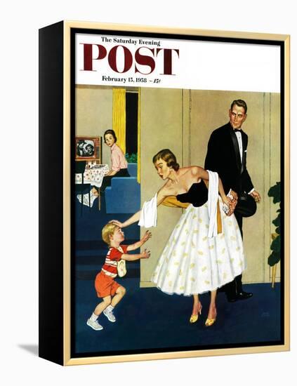 "Formal Hug" Saturday Evening Post Cover, February 15, 1958-Amos Sewell-Framed Premier Image Canvas